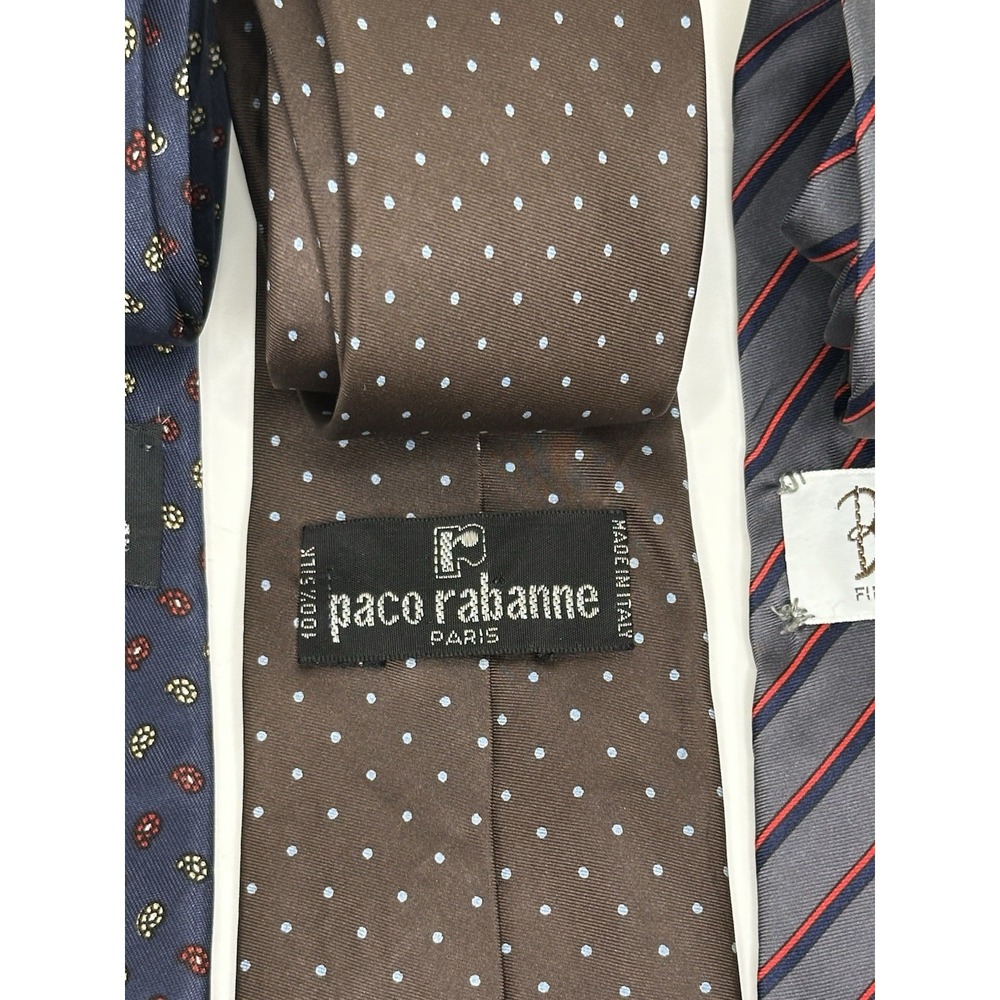 Paco Rabanne, Men's Neckties,‎ Lot Of 3, Multicolor/Pattern - Picture 4 of 6